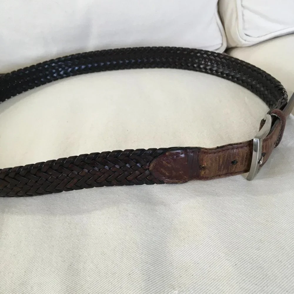 Men's Comfort stretch Braided Leather Bonded Lacing Belt Size 38/95